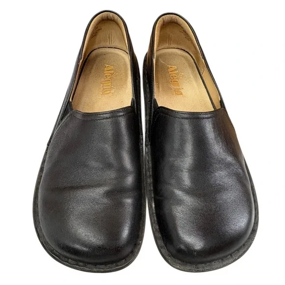 Alegria‎ Debra Black Leather Slip On Nursing Work Shoes Cushioned NonSlip 39 - Picture 7 of 11